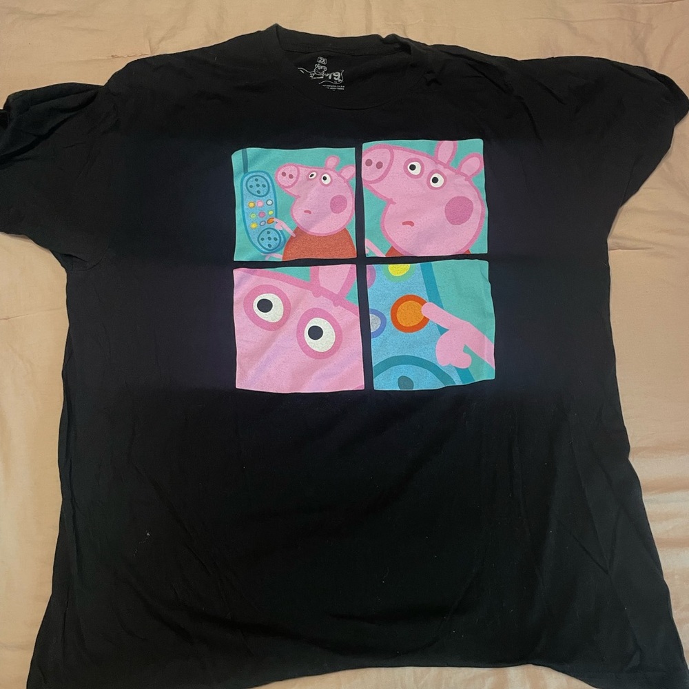 Hot Topic Ripple Junction Unisex Size 2XL Peppa Pig Meme Shirt Black Graphic Tee